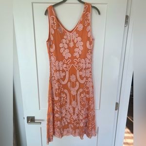 Never been warn Sundance Romantic Coral Rayon Lined Cameo MIDI Dress